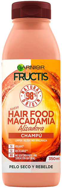 Ultraodżywczy szampon Garnier Fructis Hair Food Macadamia Straightening Shampoo 350 ml (3600542289627) - obraz 1