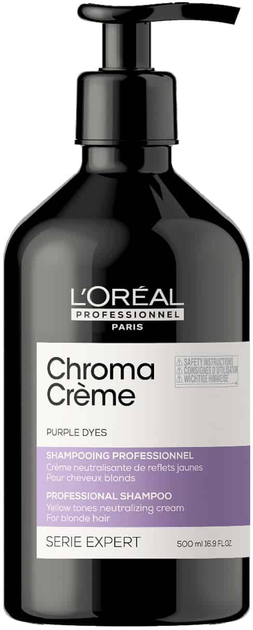 Шампунь для очищення волосся та від пожовтіння L'Oreal Paris Chroma Creme Purple Dyes Professional Shampoo 500 мл (3474637044923) - зображення 1