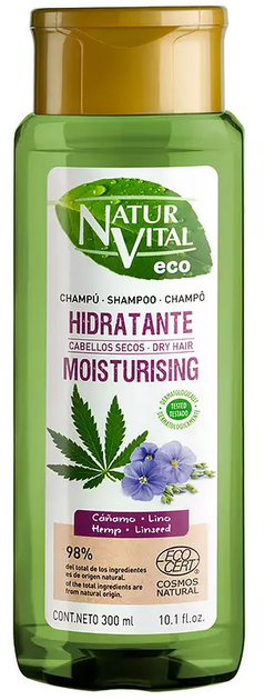 Шампунь для ламкого волосся Naturvital Eco Moisturizing Hemp And Linen Shampoo 300 мл (8414002079681) - зображення 1