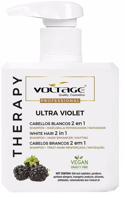 Szampon-maska do nawilżania włosów Voltage Cosmetics Therapy Ultra Violet Cabellos Blancos 2 En 1 500 ml (8437013267618) - obraz 1