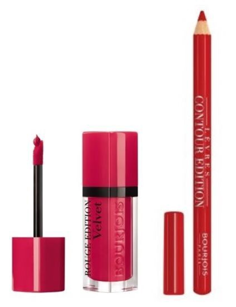 Zestaw kosmetyków dekoracyjnych Bourjois Rouge Edition Velvet Lipstick 13 Funchsia 2 szt (3614225961113) - obraz 1