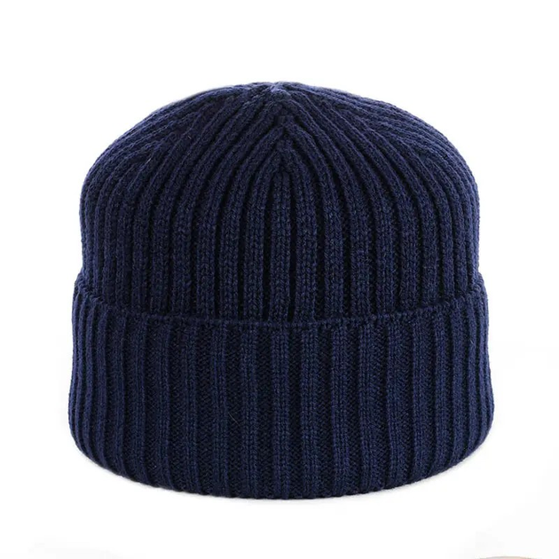 Мужская зимняя вязаная шапка на флисе з відворотом 1*1 FILEX One-size ...
