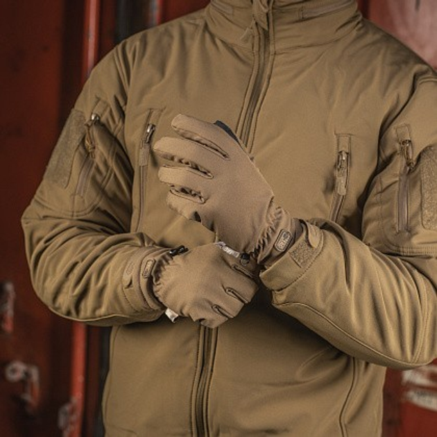 Тактические перчатки Soft Shell Thinsulate Coyote Brown Размер L (сенсорные, софтшелл, непромокаемые) - изображение 1