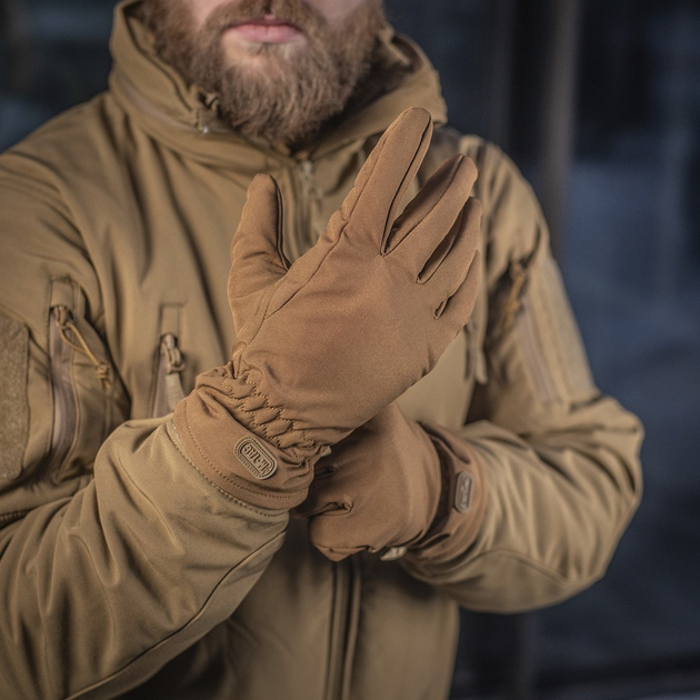 Зимние тактические перчатки сенсорные M-Tac Soft Shell Coyote Размер L - изображение 1