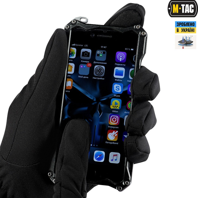 Зимові сенсорні тактичні рукавички M-Tac Soft Shell Black Розмір L - зображення 2