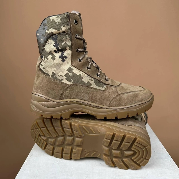 Тактические мужские ботинки Kindzer кожаные натуральный мех 45 койот - изображение 1