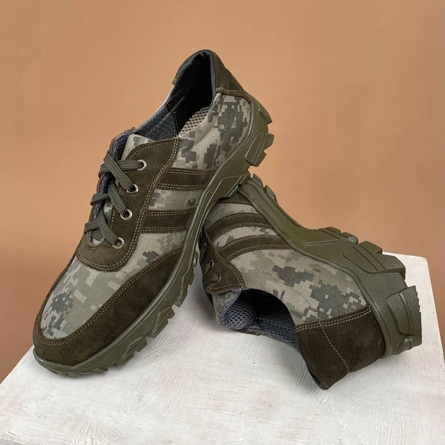 Тактические мужские кроссовки кожаные Kindzer 50 олива - изображение 2