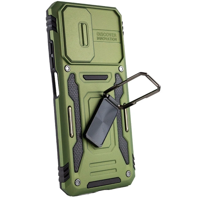 Ударостійкий чохол Camshield Army Ring для Xiaomi Redmi Note 11 (Global) / Note 11S Оливковий / Army Green - зображення 3