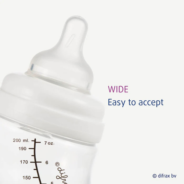 Скляна пляшечка Difrax S-bottle Wide Blue Антиколікова з силіконовою соскою Блакитна 310 мл (737FE Blue) - зображення 4