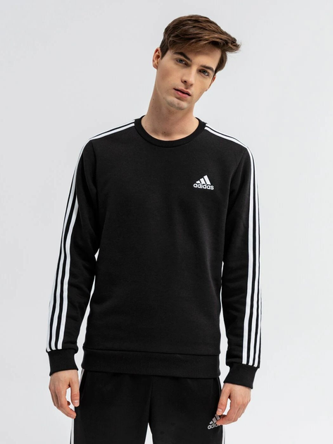 Акція на Світшот утеплений чоловічий Adidas 3 Stripe Fleece Sweater GK9106 L Чорний (4064045348349 ) від Rozetka
