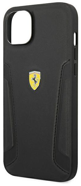 Etui plecki Ferrari Leather Stamp Sides do Apple iPhone 14 Plus Black (3666339062453) - obraz 2