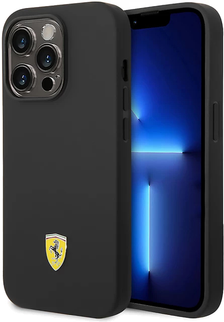 Панель Ferrari Metal Logo для Apple iPhone 14 Pro Max Чорний (3666339063238) - зображення 1