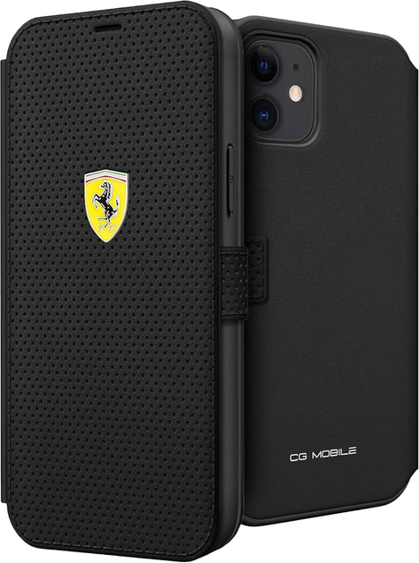 Etui z klapką Ferrari Book On Track Perforated do Apple iPhone 12 mini Black (3700740492604) - obraz 1