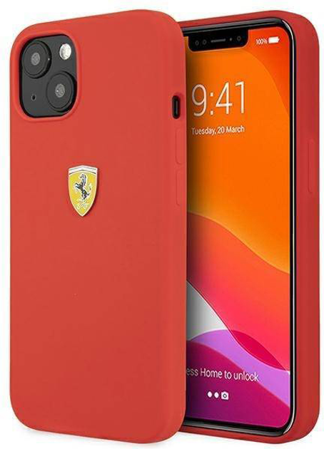 Etui plecki Ferrari Silicone do Apple iPhone 13 mini Red (3666339026875) - obraz 1