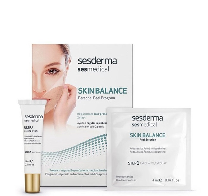 Персональна програма Sesderma для відновлення балансу шкіри схильної до акне Sesmedical Skin Крем 15 мл + 4 серветки (8429979434579) - зображення 1