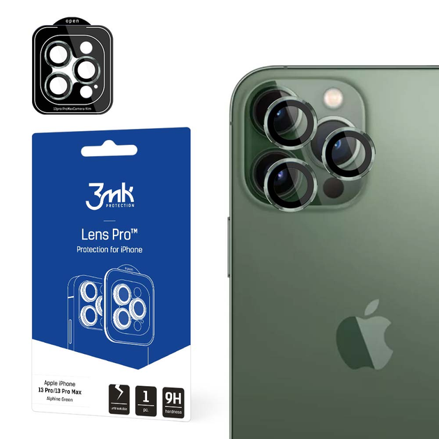 Szkło hartowane 3MK Lens Protection Pro na aparat iPhone 13 Pro/13 Pro Max z ramką montażową (5903108484046) - obraz 1