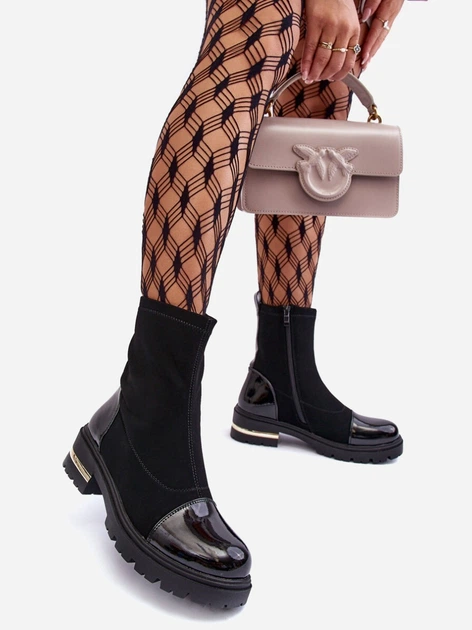 Zimowe botki damskie na słupku Shendete 36 Czarne (5905677922264) - obraz 4