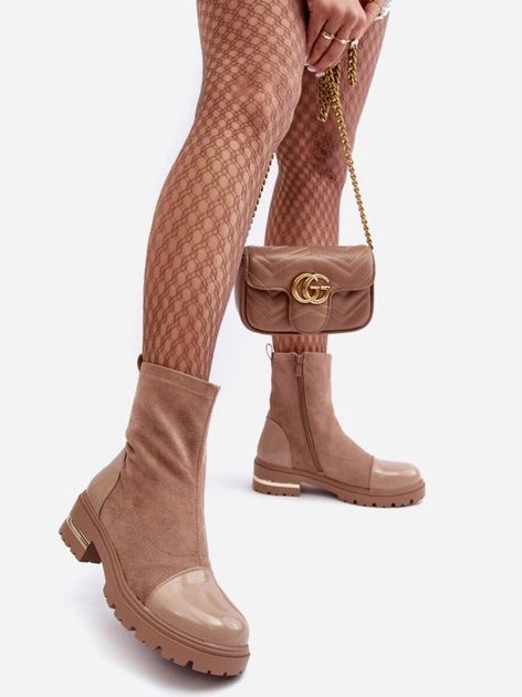 Botki damskie na słupku Shendete 37 Beżowe (5905677933918) - obraz 3