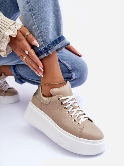 Sneakersy damskie ze skóry naturalnej Lemar Milonia 36 Beżowe (5905677919134) - obraz 4