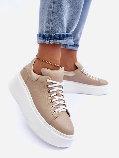 Sneakersy damskie ze skóry naturalnej Lemar Milonia 36 Beżowe (5905677919134) - obraz 5