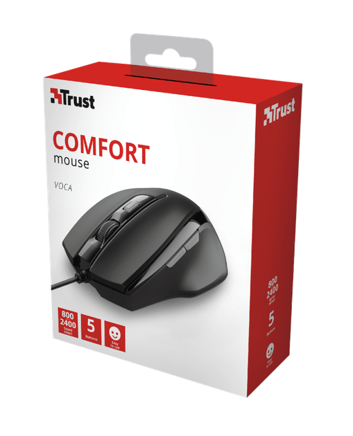 Миша Trust Voca Comfort, Black, USB, оптична, 800/1200/1600/2400 dpi, 6 кнопок, 1.6 м (23650) - зображення 5