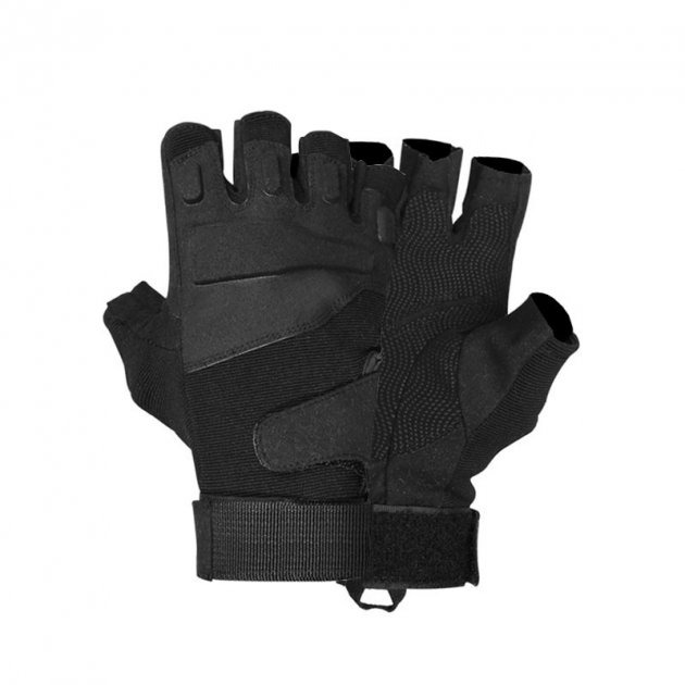 Тактические перчатки беспалые Черные - изображение 2