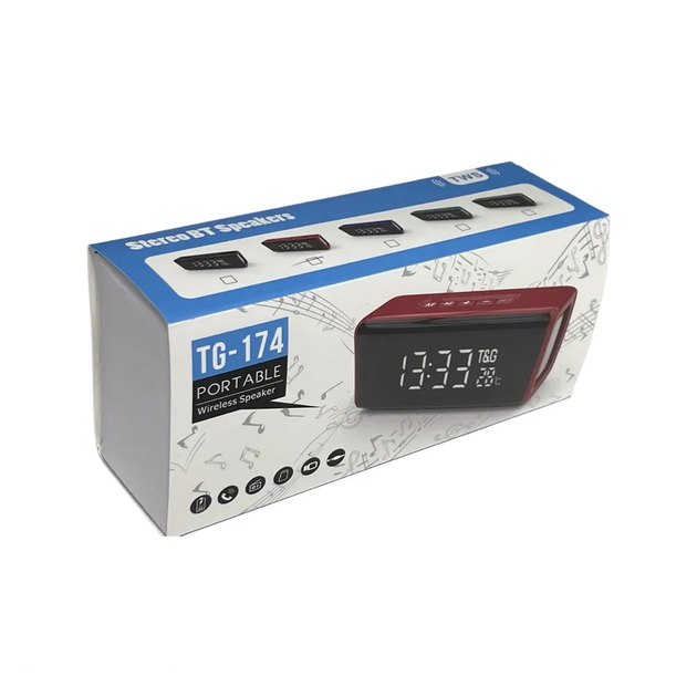 Портативна бездротова Bluetooth колонка TG-174 з годинником та градусником light blue - зображення 3