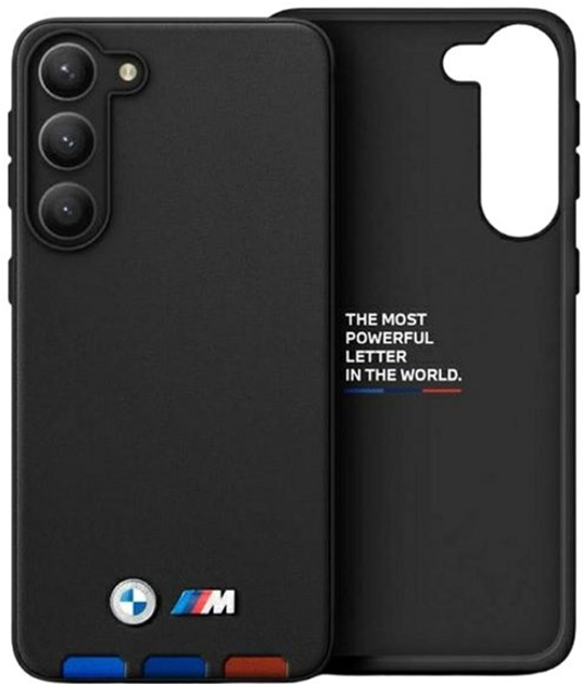 Etui plecki BMW Leather Stamp Tricolor do Samsung Galaxy A54 Black (3666339123970) - obraz 1