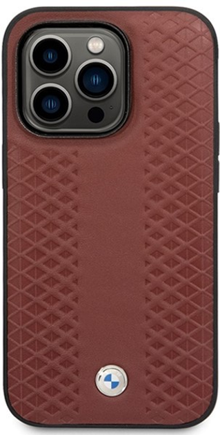 Панель BMW Leather Diamond Pattern MagSafe для Apple iPhone 14 Pro Бордовий (3666339088927) - зображення 2