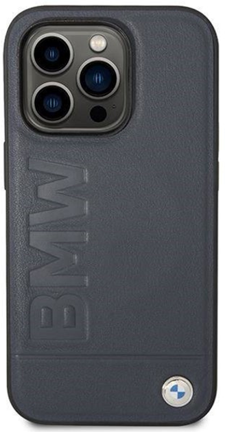 Etui plecki BMW MagSafe Leather Hot Stamp do Apple iPhone 14 Pro Max Navy (3666339089252) - obraz 1
