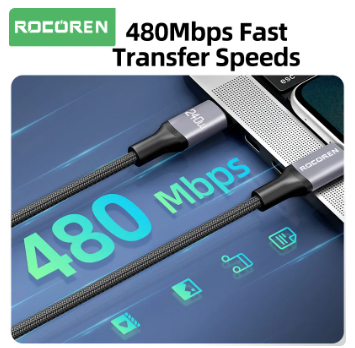 Кабель Rocoren 240 Вт Type C to Type C 1 Метр - изображение 6