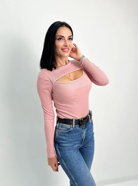 Женская трикотажная кофта Fashion с разрезом на груди 42 фрезовый 