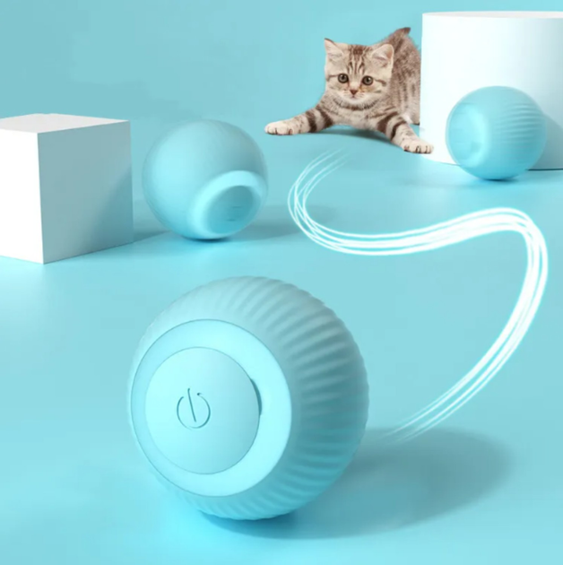 Мячик для котов и собак с подсветкой и USB-зарядкой (голубой) от ...