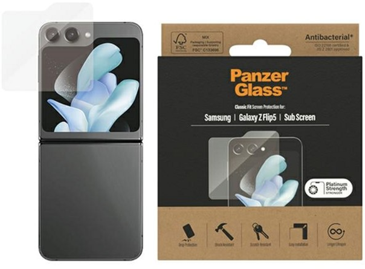 Szkło ochronne PanzerGlass Classic Fit do Samsung Galaxy Flip 5 SM-F731 antymikrobowe (5711724073373) - obraz 1