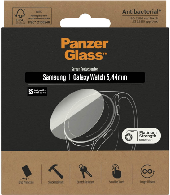 Захисне скло Panzer Glass для Samsung Galaxy Watch Classic 5 44 mm антибактеріальне (5711724036750) - зображення 2