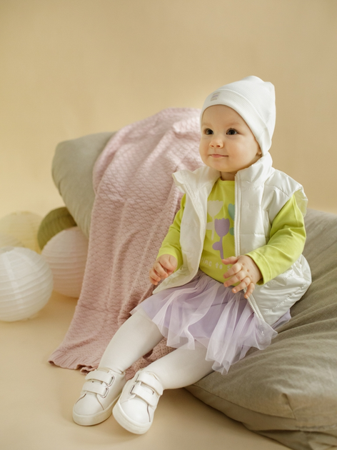 Дитячий стьобаний дутий жилет для дівчинки Pinokio Lilian Vest 80 см Екрю (5901033305887) - зображення 3