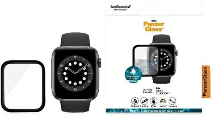 Захисне скло Panzer Glass Curved для Apple Watch 4/5/6/SE 44 mm антибактеріальне Black (5711724020179) - зображення 1