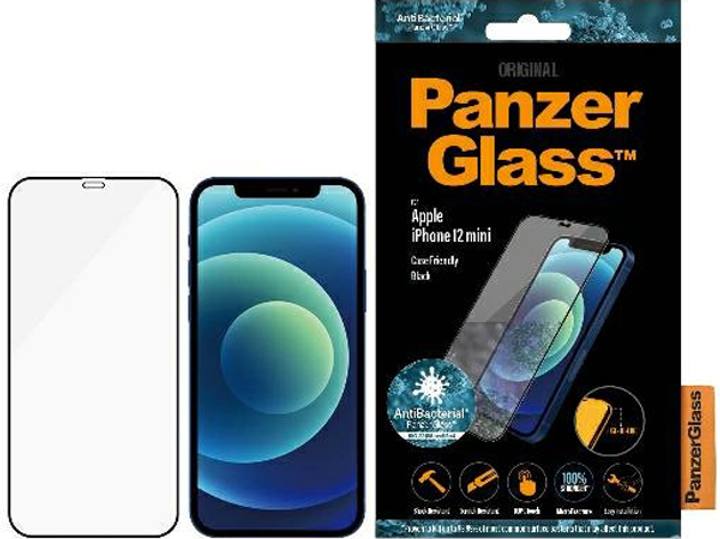 Szkło hartowane Panzer Glass Pro E2E Super+ Case Friendly AntiBacterial Microfracture do Appe iPhone 12 mini Black (5711724827105) - obraz 1