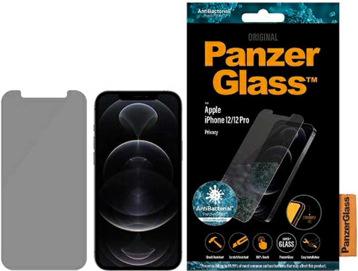 Szkło hartowane Panzer Glass Standard Super+ Privacy Antibacterial do Apple iPhone 12/12 Pro (5711724127083) - obraz 1