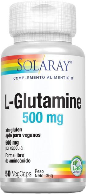 Амінокислота Solaray L Glutamine 500 Mg 50 капсул (76280376678) - зображення 1