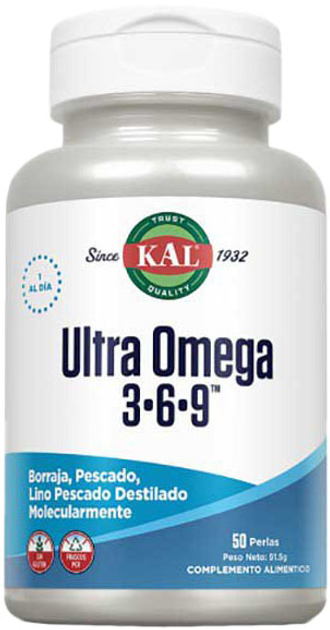 Kwasy tłuszczowe Kal Ultra Omega 3-6-9 50 perlas (76280980479) - obraz 1