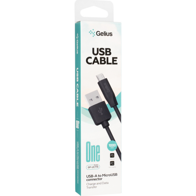 Кабель USB Gelius One GP-UC115 (1m) MicroUSB Black - изображение 2