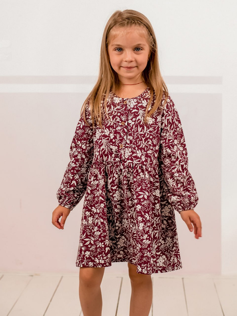 Акція на Дитяче плаття для дівчинки KRAKO Флорал 3004D26 110-116 см Бордове від Rozetka