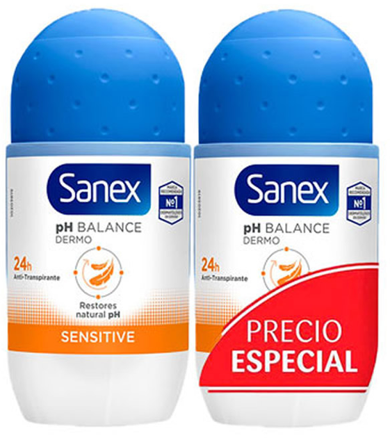 Дезодорант Sanex Ph Balance Dermo Sensitive Roll On Duplo 2 x 50 мл (8718951463417) - зображення 1