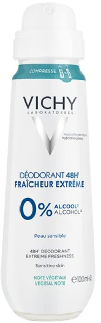 Dezodorant Vichy 48H Freshness Extreme 0% Alcohol Sensitive Skin 100 ml (3337875712354) - obraz 1