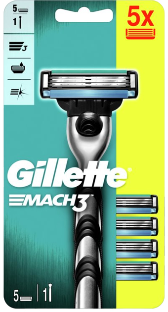 Maszynka do golenia Gillette Mach3 z 5 wymiennymi wkładami (7702018610181) - obraz 1
