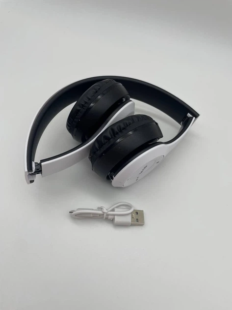 Навушники Bluetooth Wireless P47 білі з чорним - Фото 6 Навушники Bluetooth Wireless P47 білі з чорним - изображение 6