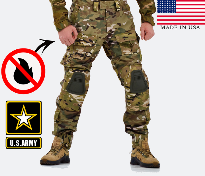 Зимние военные тактические штаны мультикам камуфляж с регулируемыми наколенниками SPARTAN 62 - изображение 1