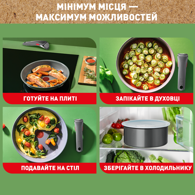 Набор сковородок со съемной ручкой Tefal Ingenio Renew (24 см, 28 см) (L2609502) - изображение 6