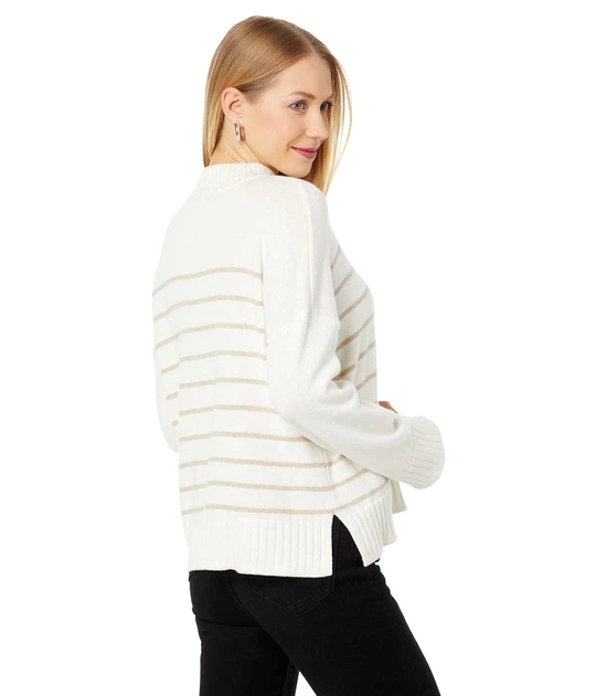 Свитер Lilla P Easy Striped Mock Neck Starch Stripe, XS (42) (11795943